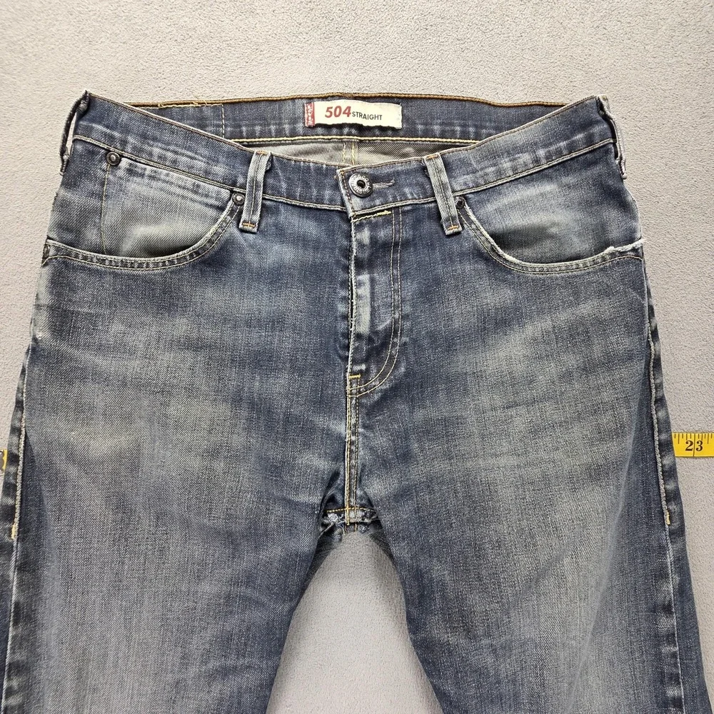 Vintage Levis 504 Jeans Mens 33x32 Blue‎ Straight Engineered Honeycomb Zip Fly